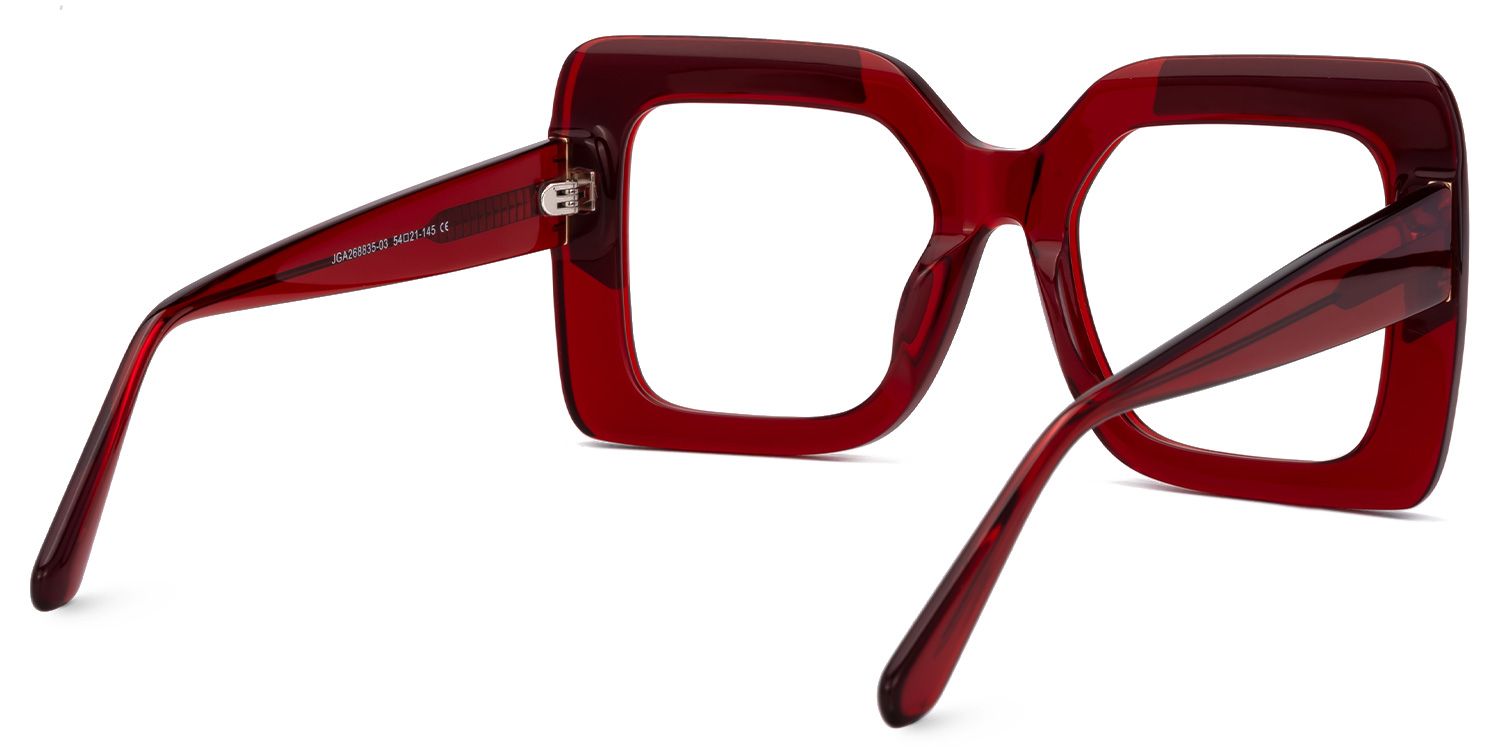 Hakeem - Square Red Eyeglasses | Vooglam Side View