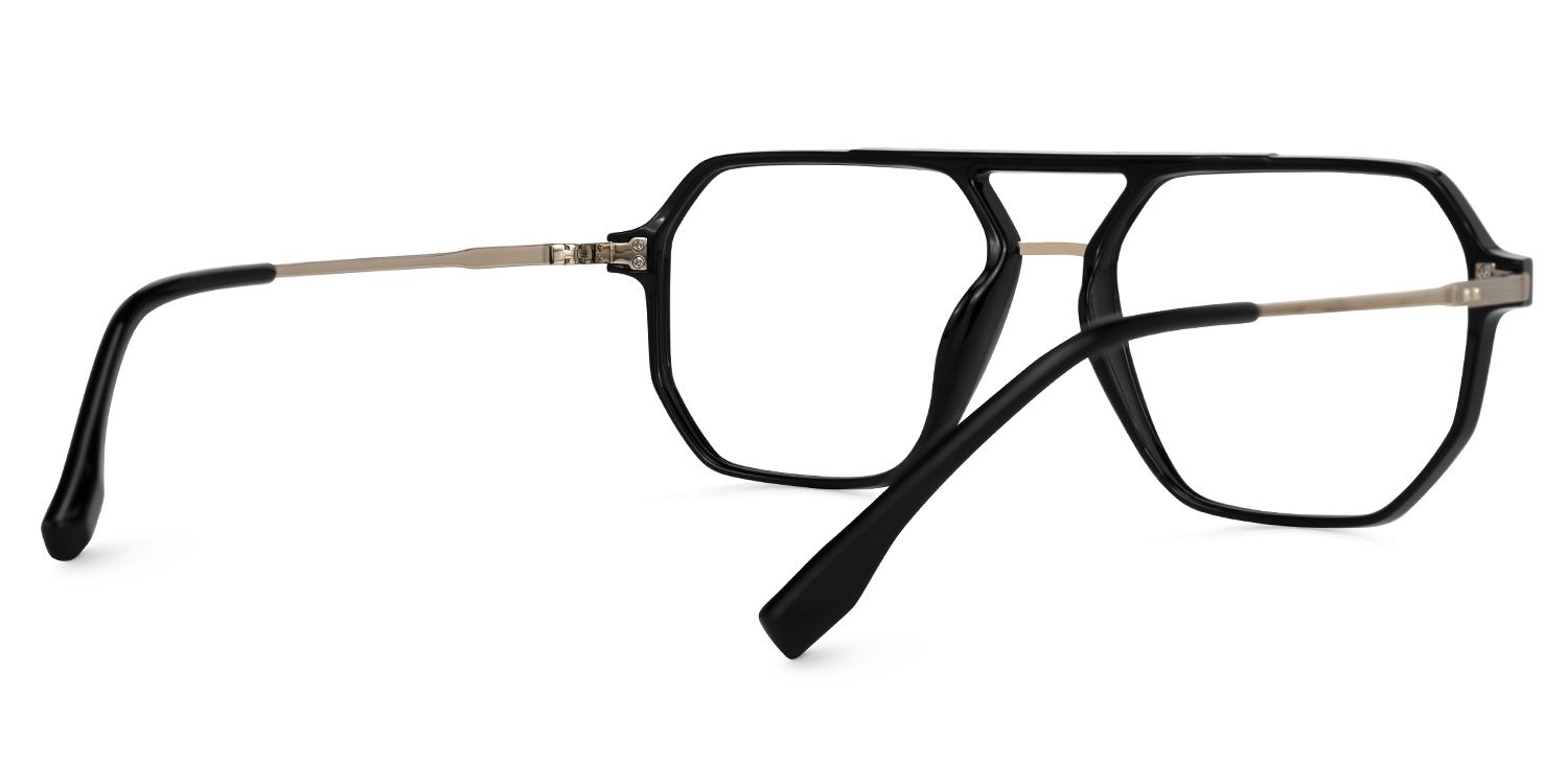Ebenezer - Aviator Black Eyeglasses | Vooglam Side View