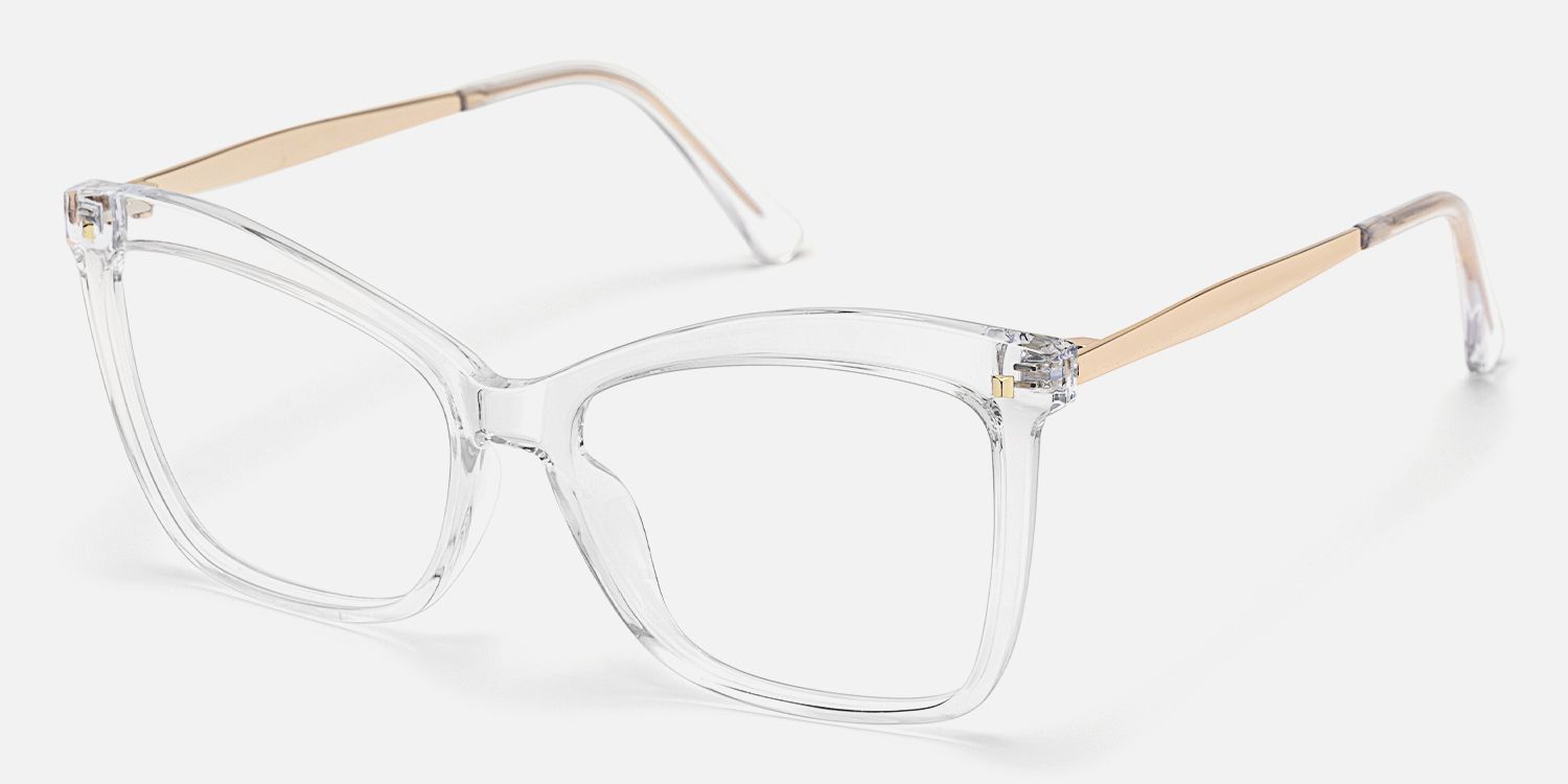 Libby - Crystal Clear Butterfly-shaped Glasses | Vooglam Front View