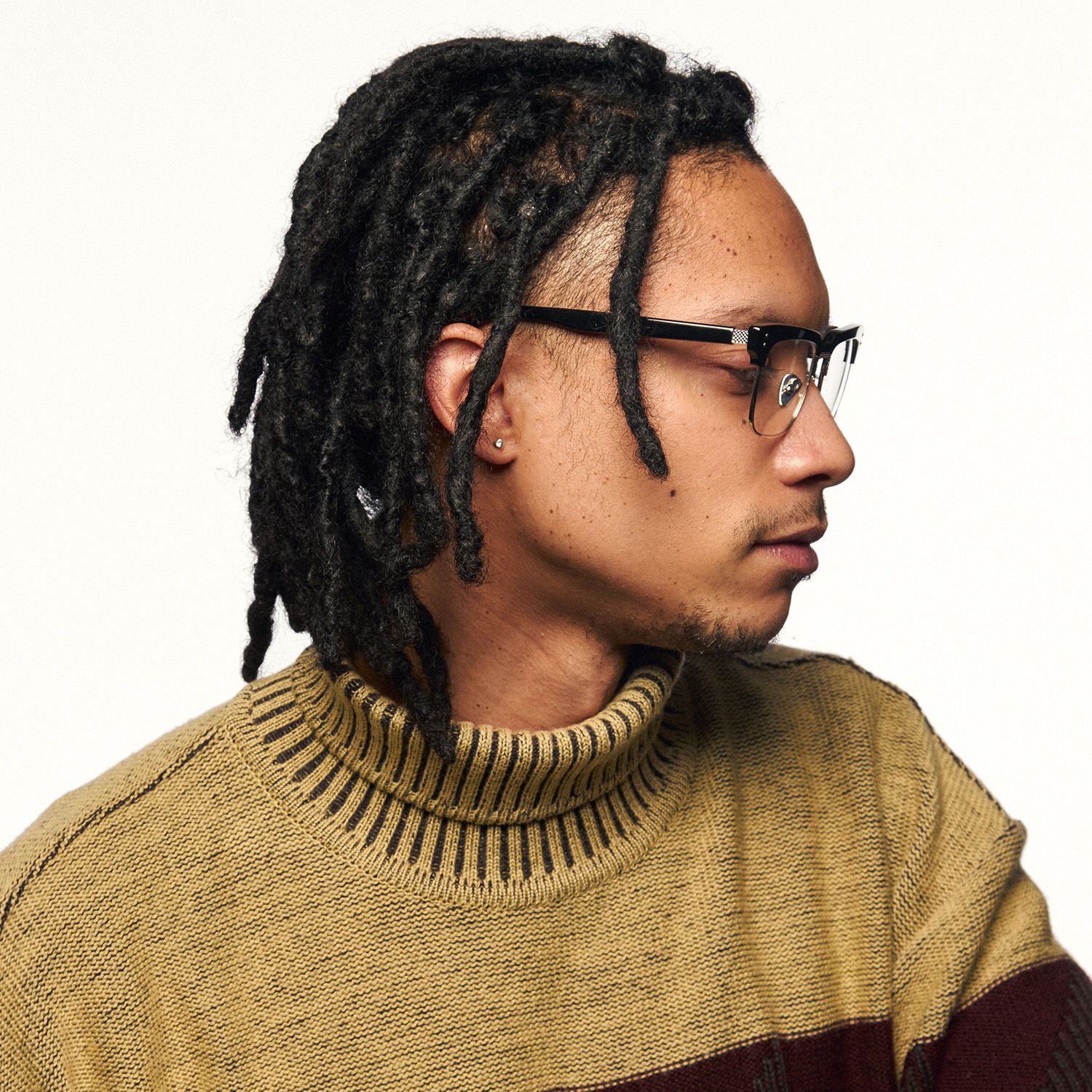 model wearing Paley - Browline Black Eyeglasses 2