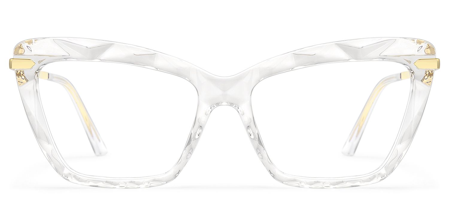 Annie - Clear Rectangle Crystal Frame Eyeglasses | Vooglam Angle View