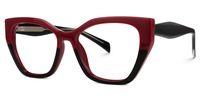 Desdra - Cat Eye Red/Black Two-tone Eyeglasses | Vooglam Front View