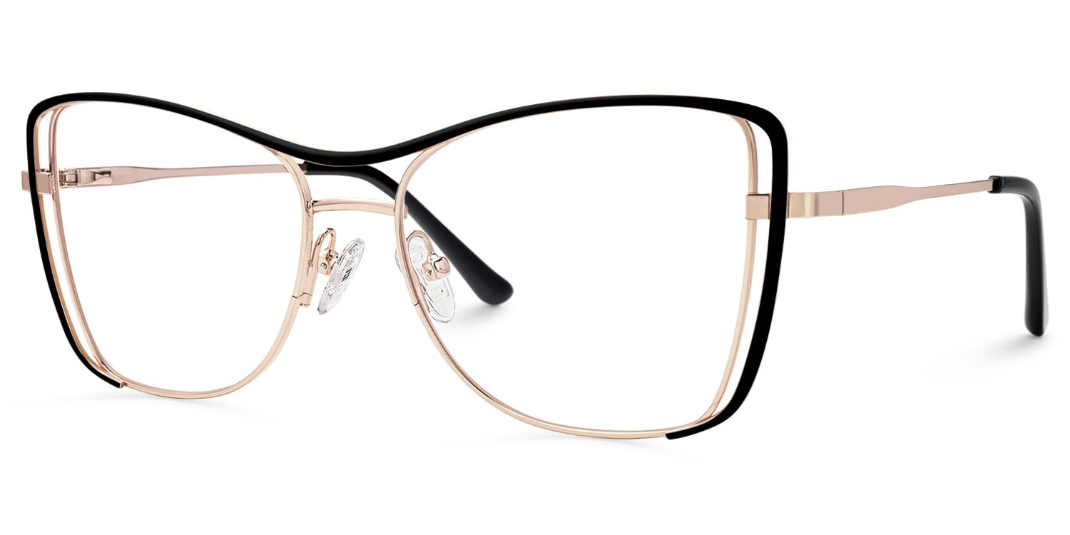Omar - Aviator Black Eyeglasses | Vooglam Front View