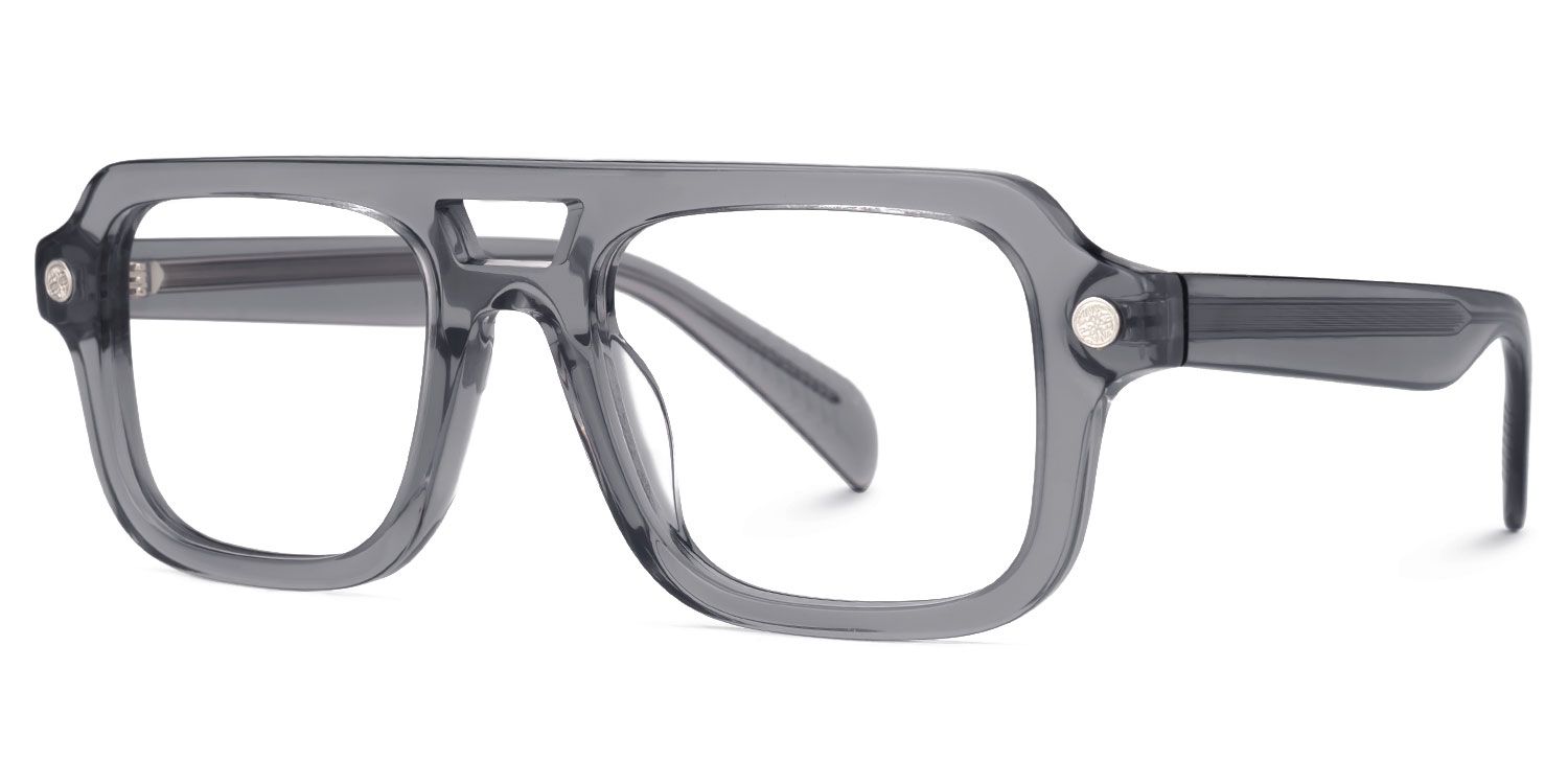 Eltanin - Aviator Grey Eyeglasses by Vooglam - Front View