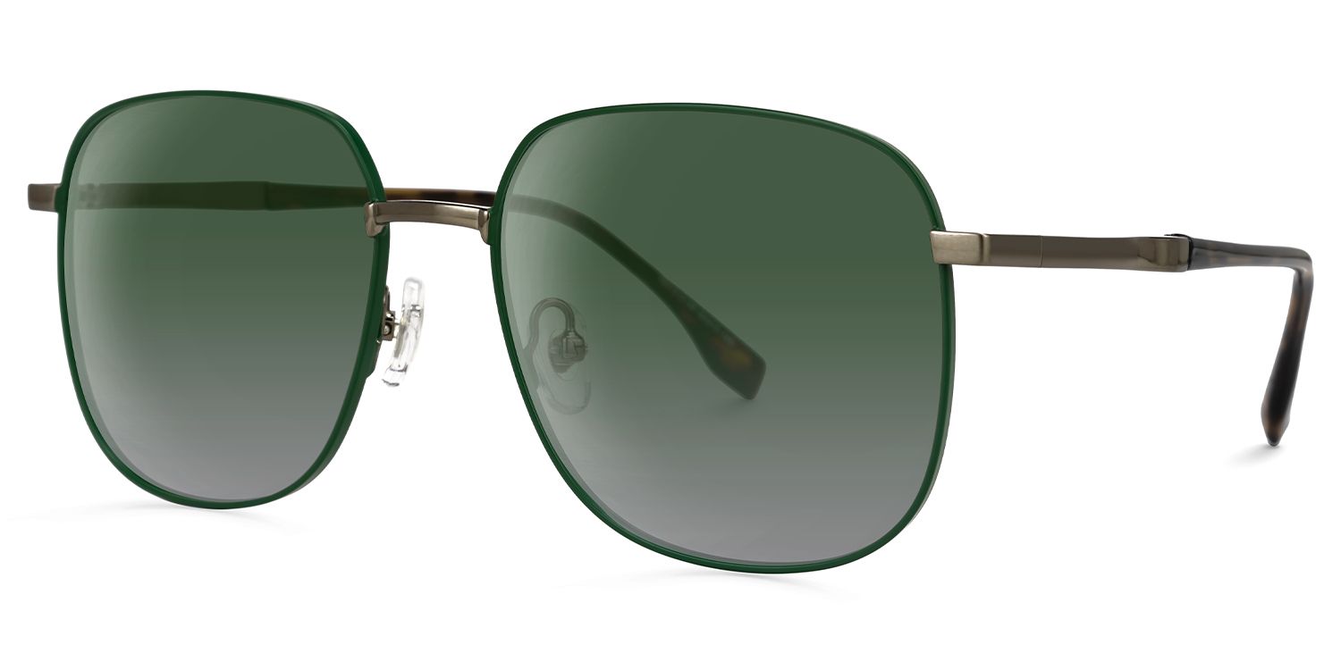 Eiichi - Square Green Sunglasses | Vooglam Front View