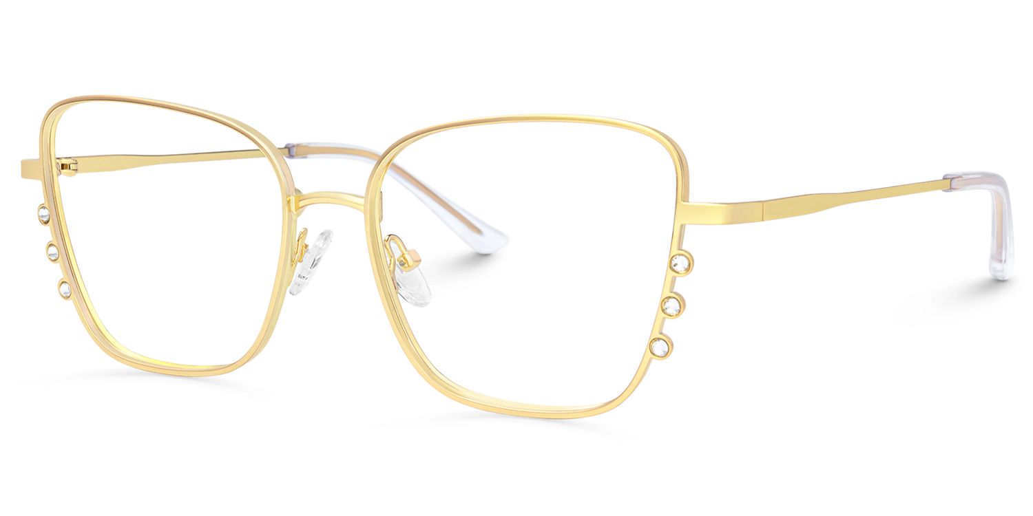 Hallam - Square Gold Eyeglasses | Vooglam Front View