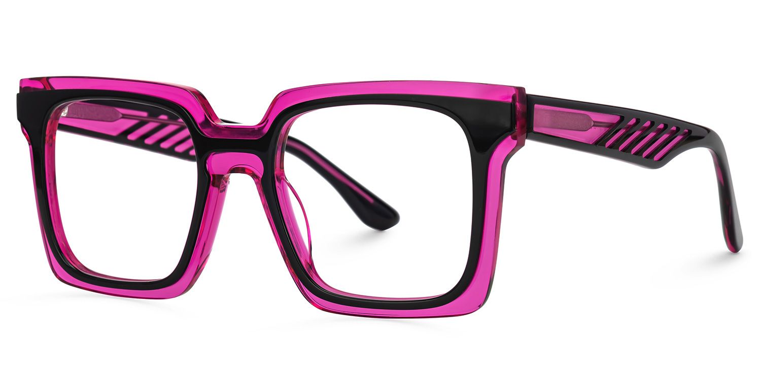Fenicia - Square Black/Pink Eyeglasses | Vooglam Front View