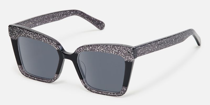 Galarza - Rectangle Black Sunglasses