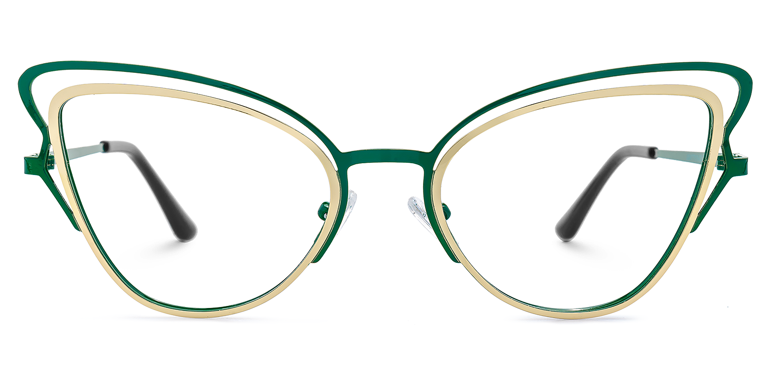 Elki - Cat Eye Green Eyeglasses | Vooglam Angle View