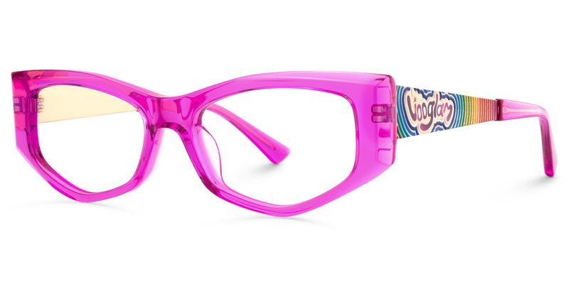 Tahiya - Geometric Pink Eyeglasses | Vooglam