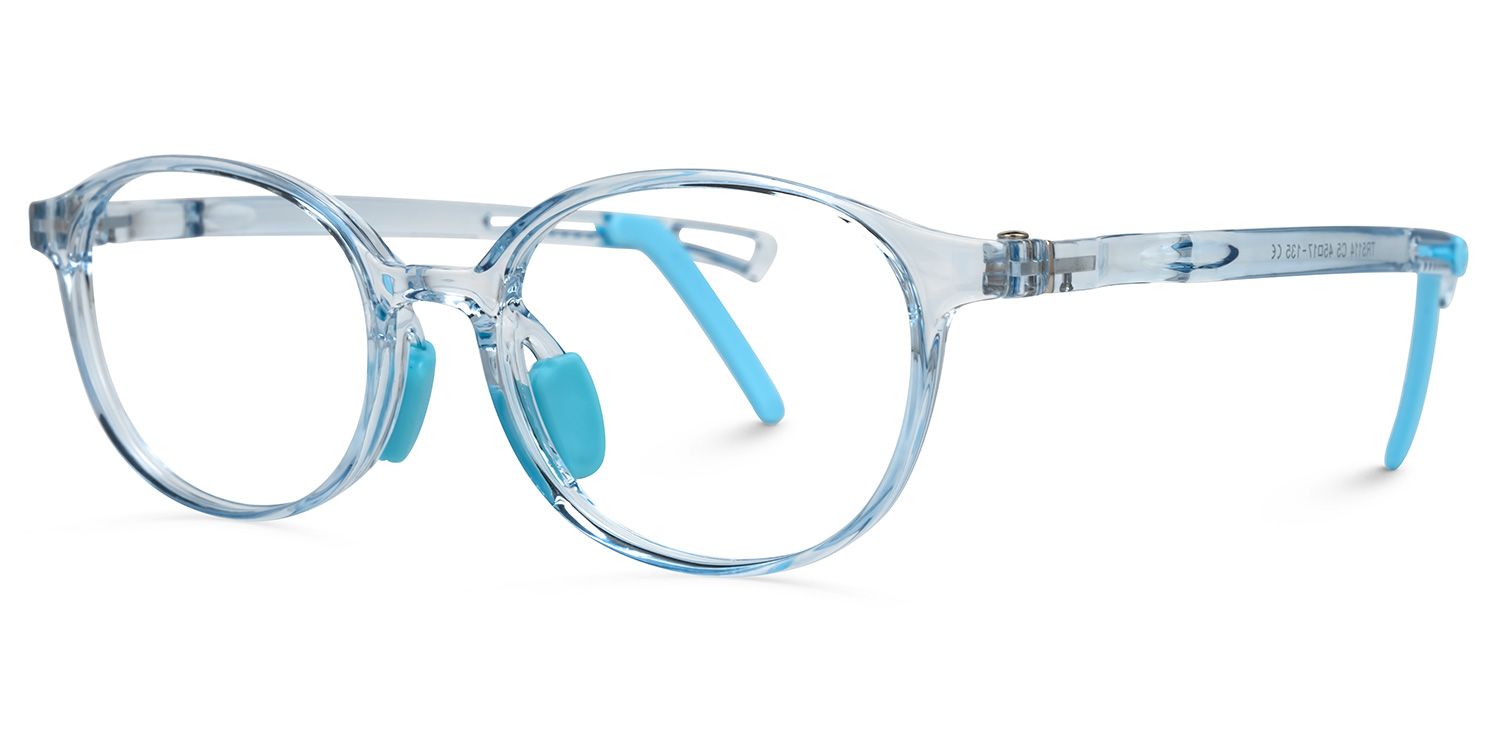 Hadley - Oval Blue Kids Eyeglasses | Vooglam Front View