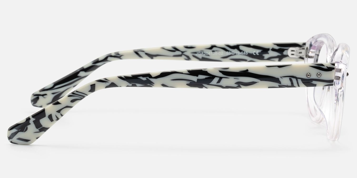 Vael - Clear Marble Temple Cat Eye Frames | Vooglam Side View