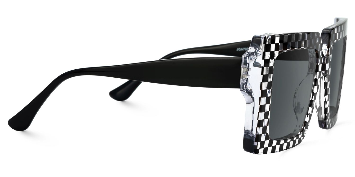 Ferial - Square Black/Crystal Sunglasses | Vooglam 4
