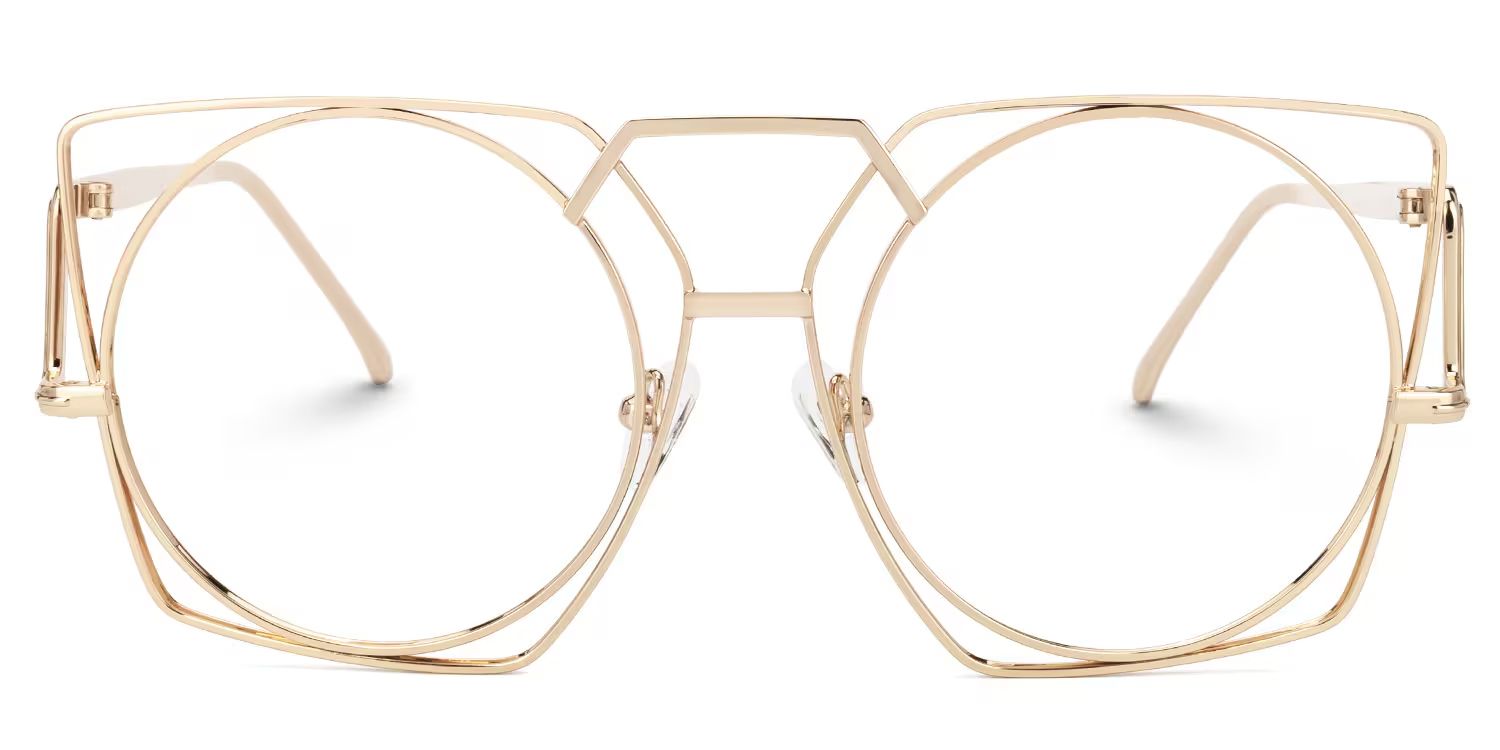 Caren - Aviator Gold Eyeglasses | Vooglam Angle View