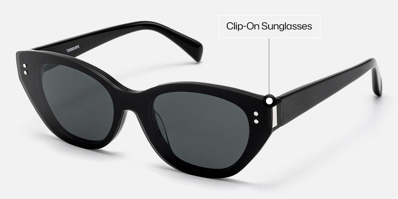 Cicely - Black Cateye Magnetic Clip on Sunglasses | Vooglam