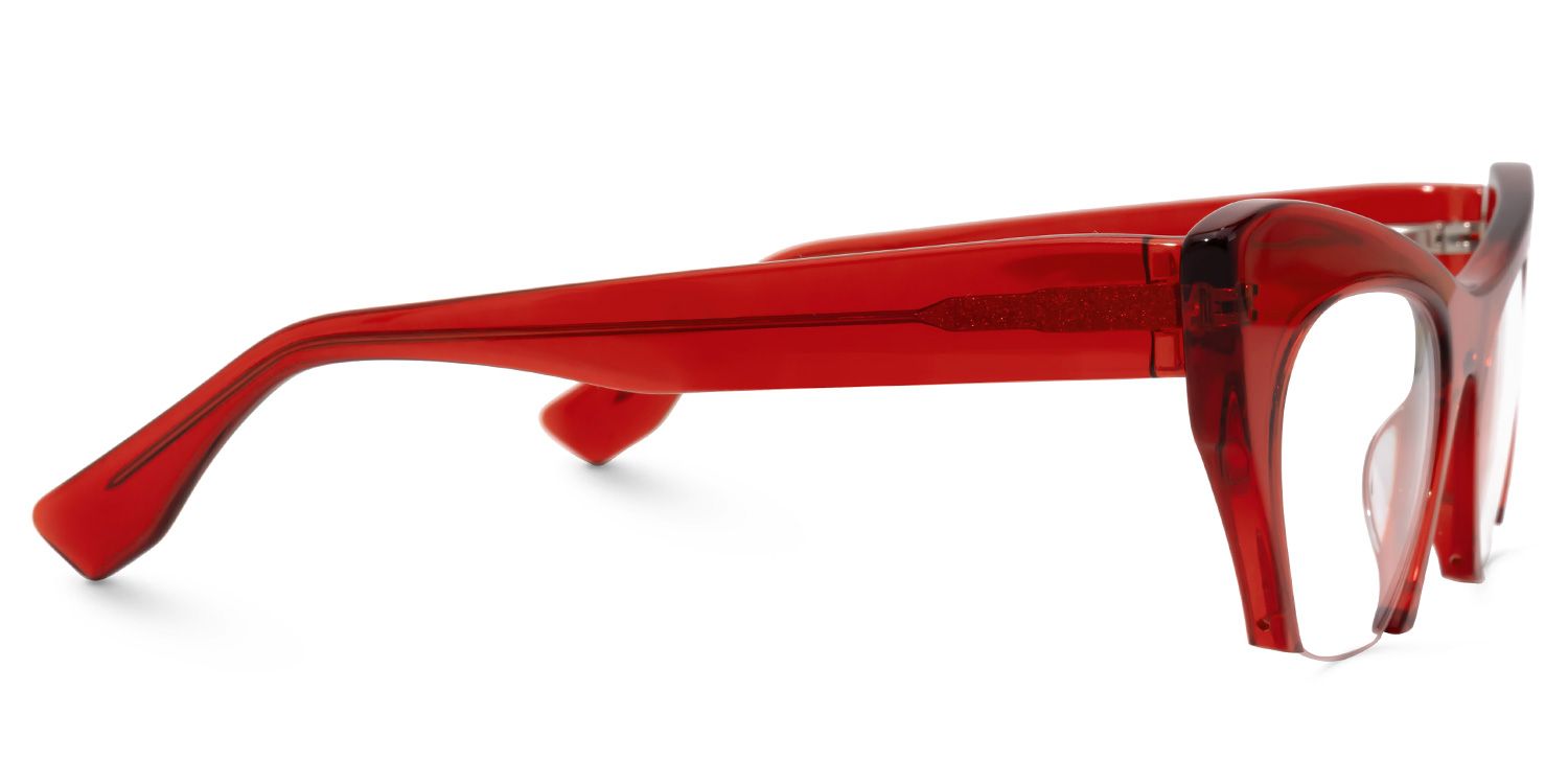 Kelly - Cat Eye Red Half Frame Eyeglasses | Vooglam 4