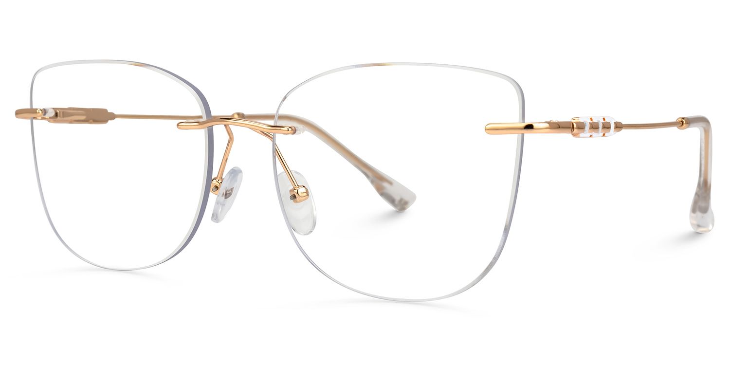 Deena - Square Gold Eyeglasses | Vooglam Front View