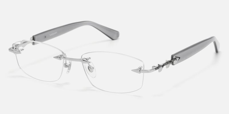 Fracture - Rectangle Gray Eyeglasses