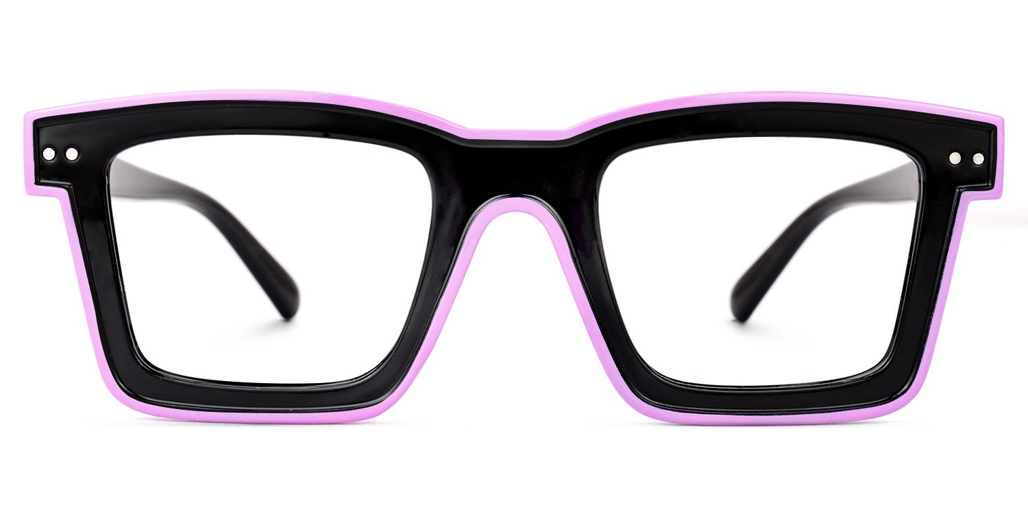 Delaram - Rectangle Black/Purple Eyeglasses | Vooglam Angle View