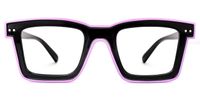 Delaram - Rectangle Black/Purple Eyeglasses | Vooglam Angle View