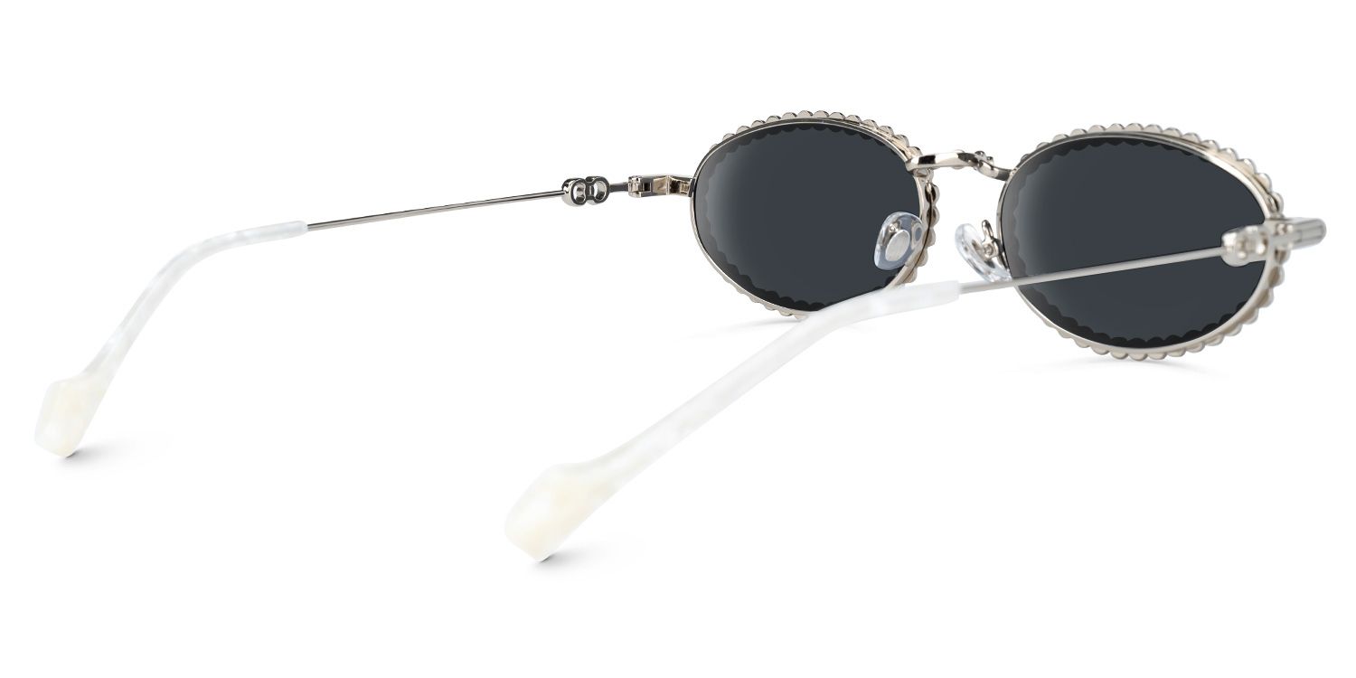 Eliada - Oval Grey Sunglasses | Vooglam Side View