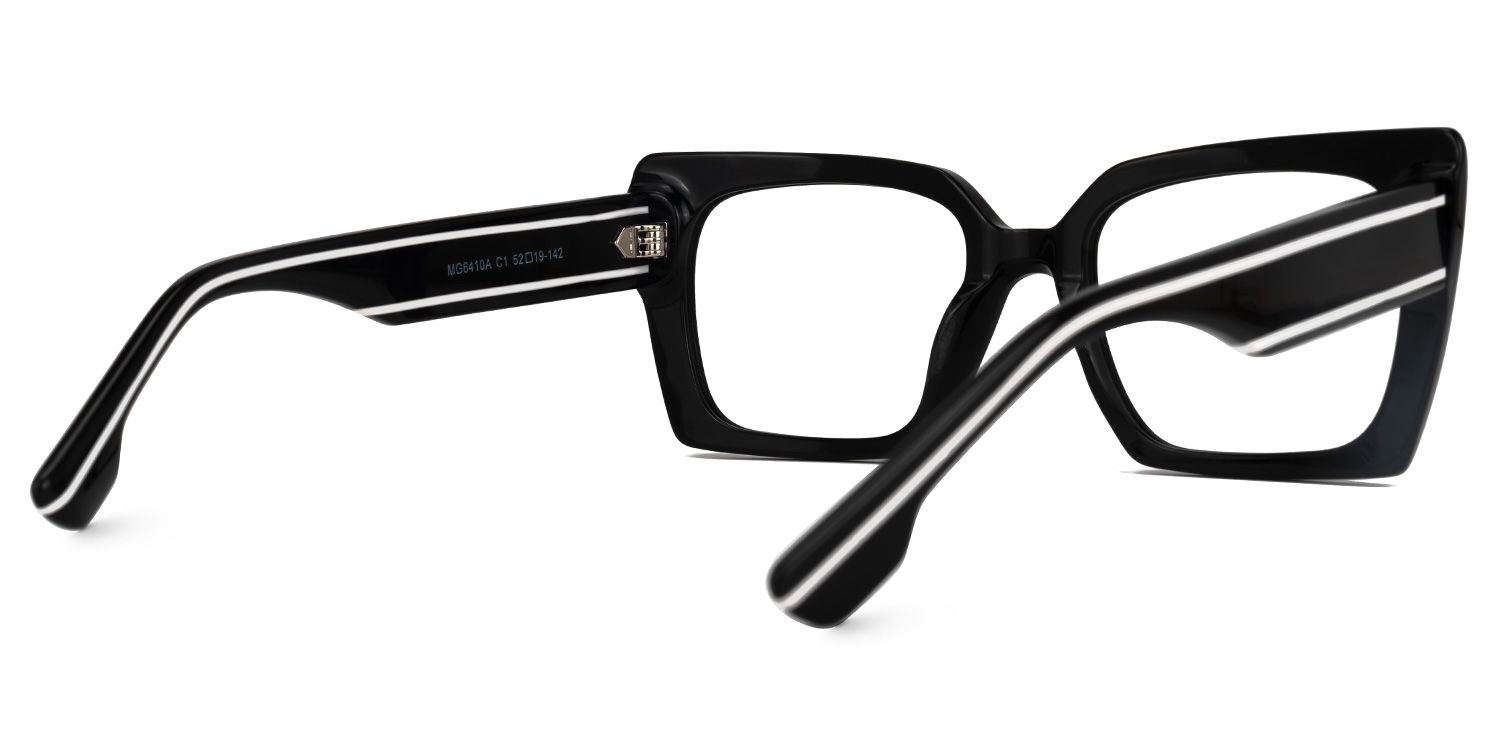 Denicia - Rectangle Black Eyeglasses | Vooglam Side View