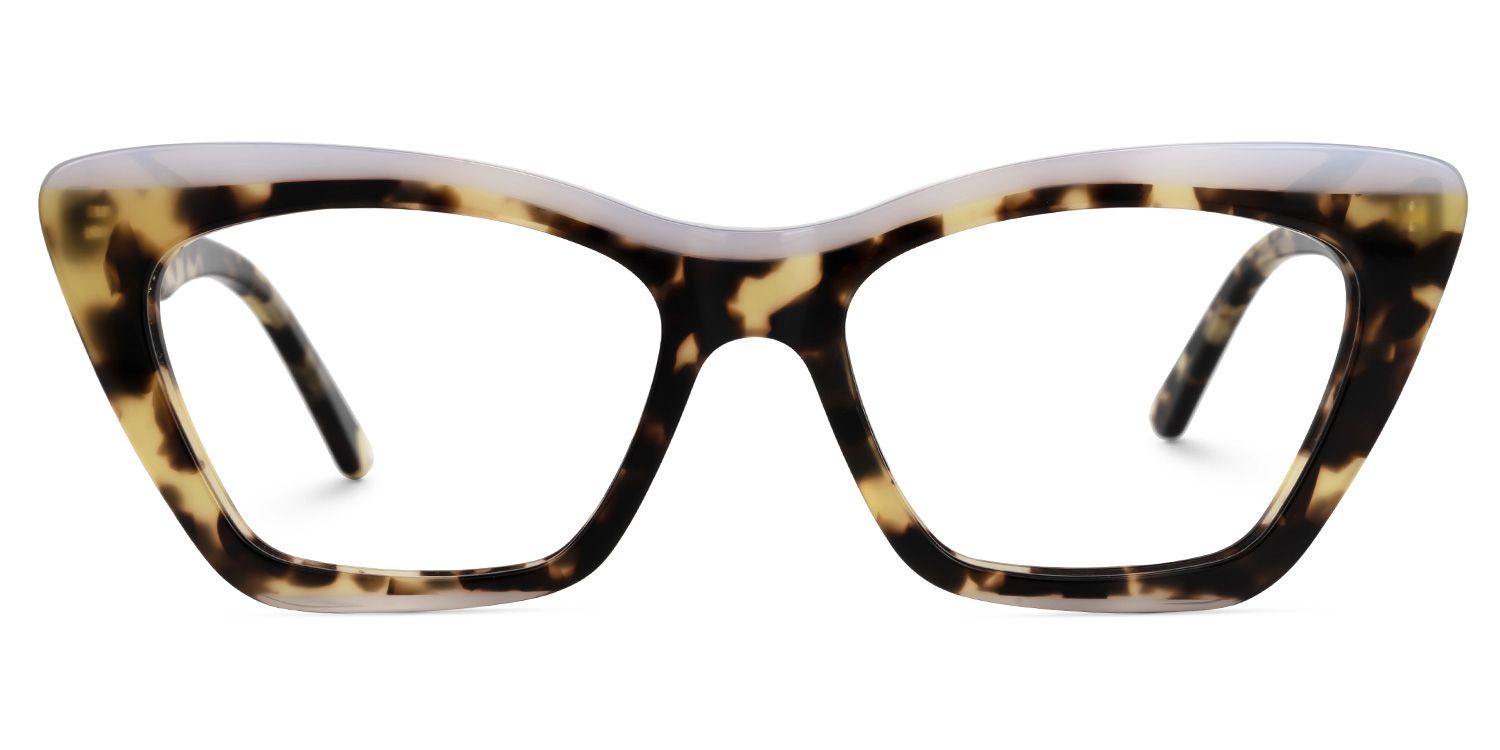 Demid - Cat Eye Yellow/Tortoise Eyeglasses by Vooglam - Angle View