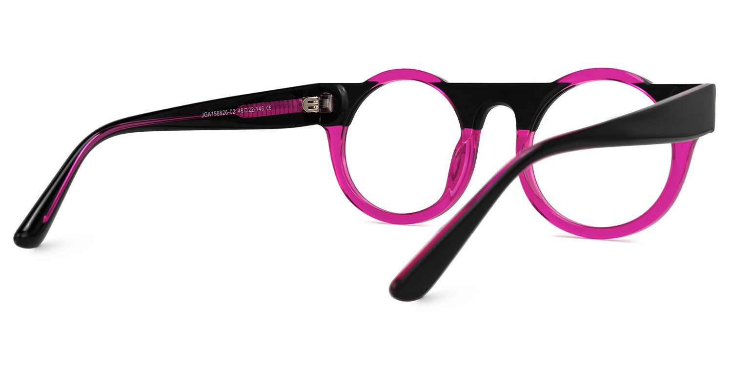 Egon - Round Black/Pink Eyeglasses | Vooglam Side View