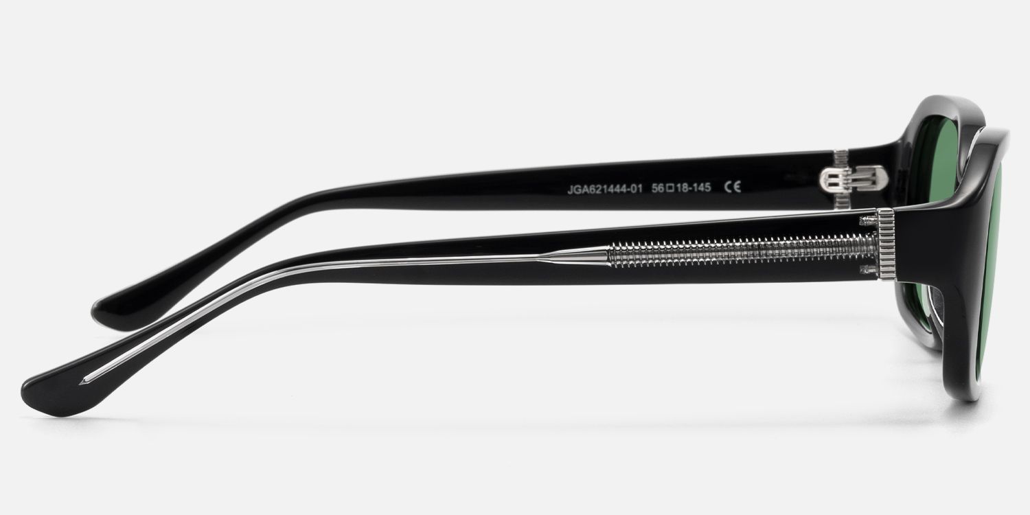 Mies - Industrial Black Green Tinted Sunglasses | Vooglam Side View