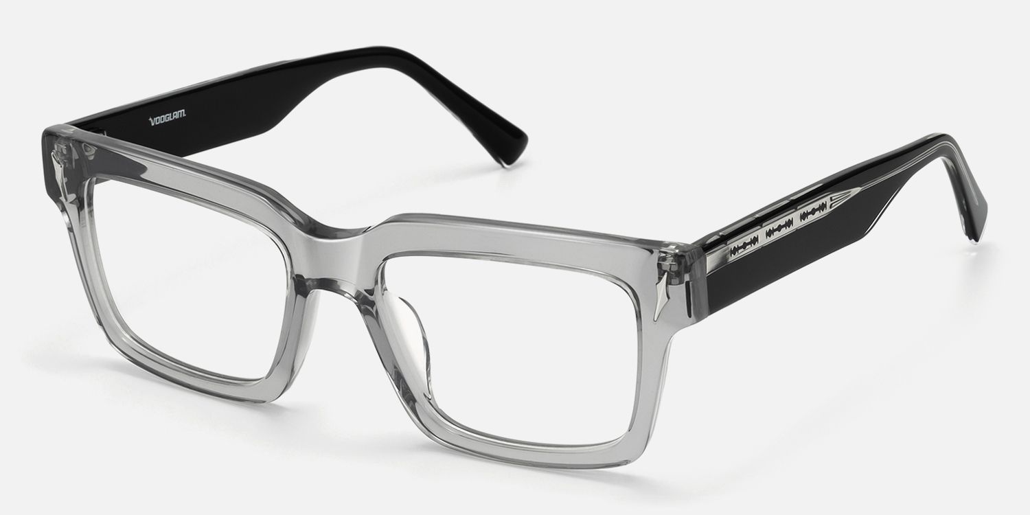 Razor - Rectangle Silver Eyeglasses | Vooglam Front View