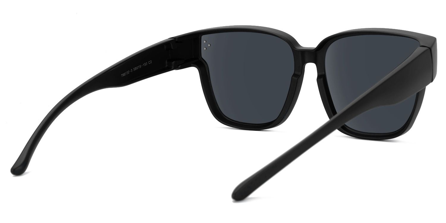 Hannes - Square Black Fit Over Sunglasses | Vooglam Side View