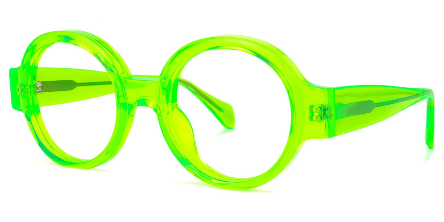 Aelwen - Round Green Eyeglasses | Vooglam Front View