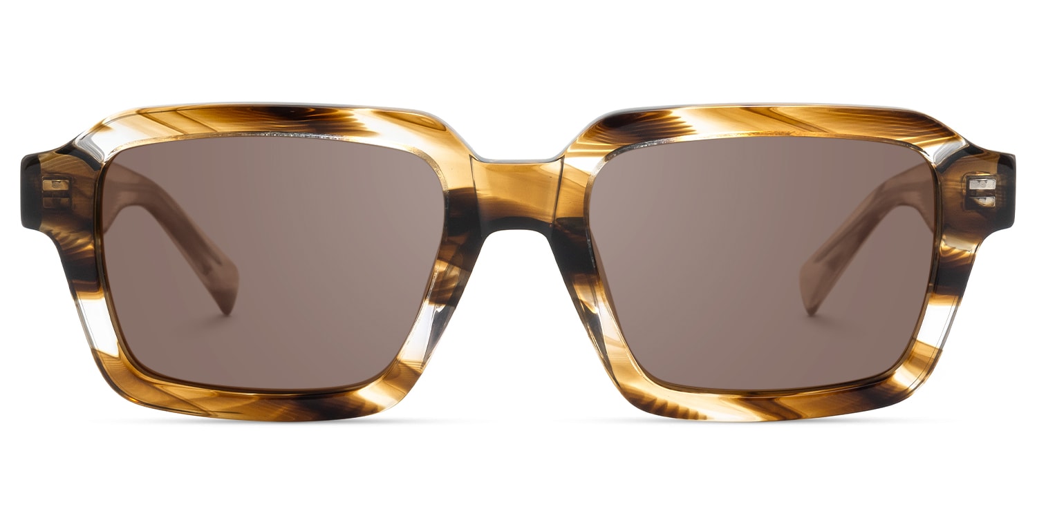 Jet - Rectangle Brown Sunglasses - 1