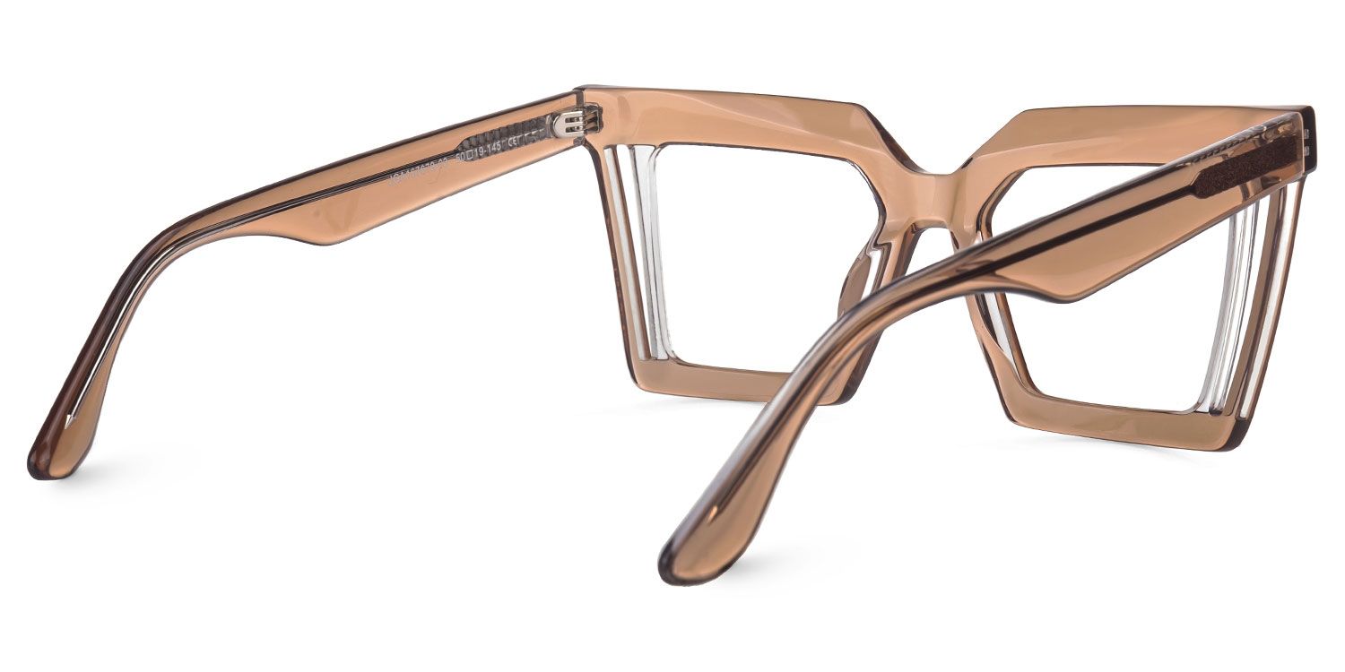 Ekkeko - Square Brown Eyeglasses | Vooglam Side View