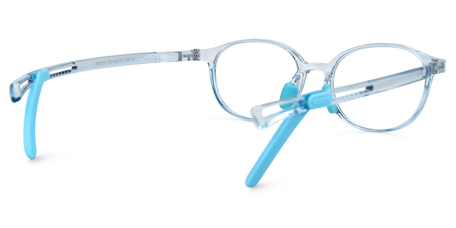 Hadley - Oval Blue Kids Eyeglasses | Vooglam Side View