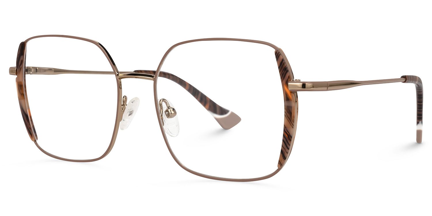 Edimeia - Square Brown Eyeglasses | Vooglam Front View