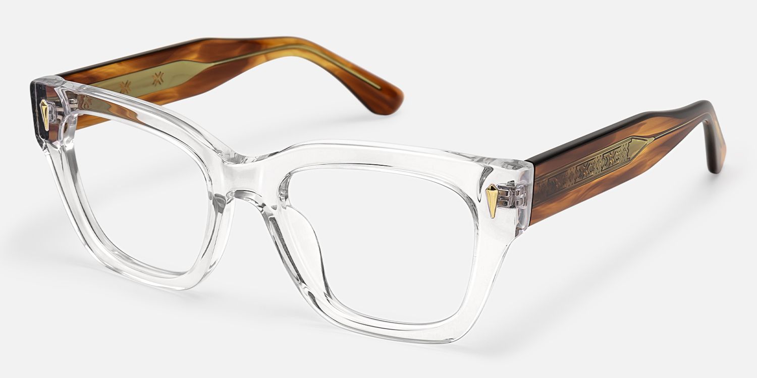 Asante - Square Transparent Eyeglasses | Vooglam Front View