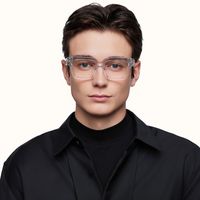 PIERCE - Square Transparent Eyeglasses | Vooglam On Model 2