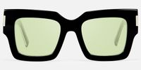 Vaeda - Black Square Green Lens Sunglasses | Vooglam Angle View