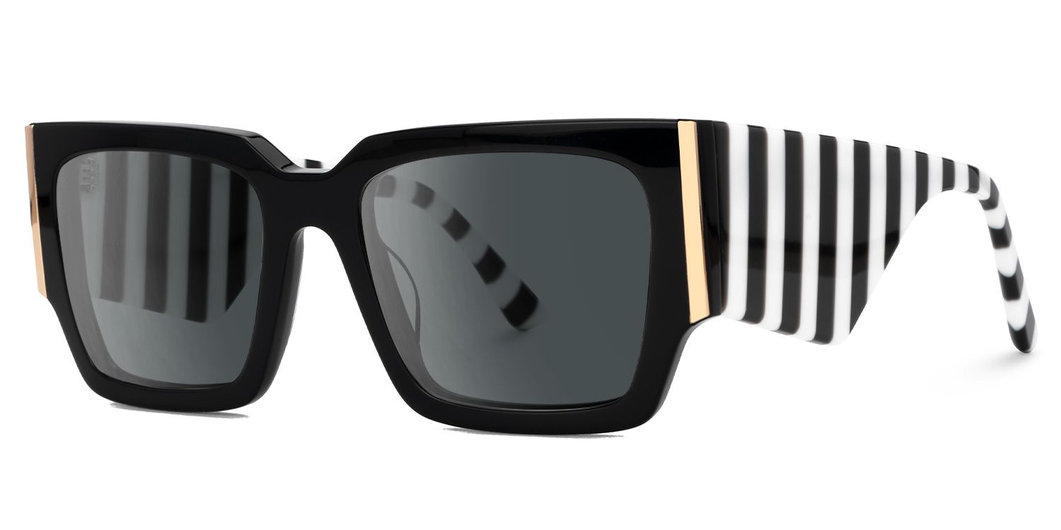 Fantasia - Rectangle Black Sunglasses | Vooglam Front View