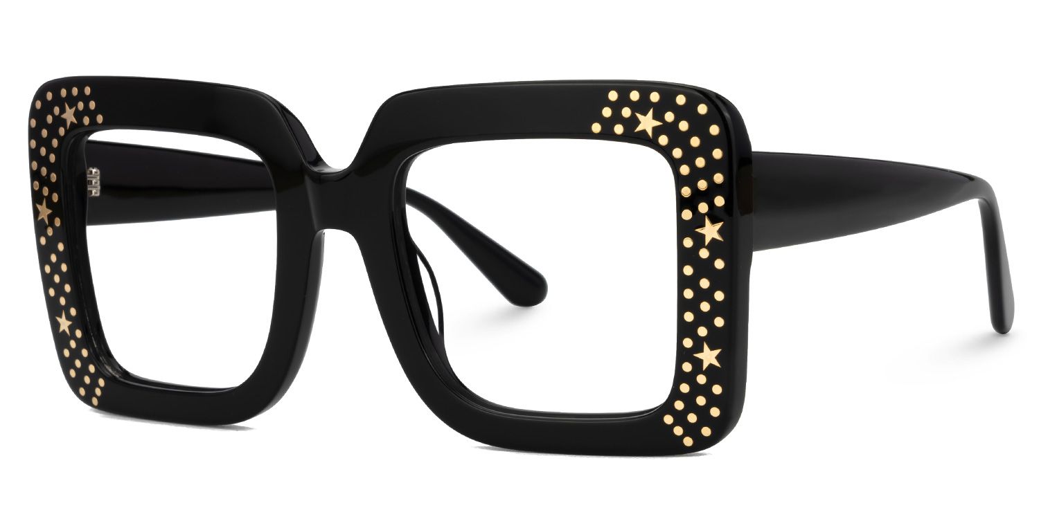 Fayiz - Square Black Eyeglasses | Vooglam Front View