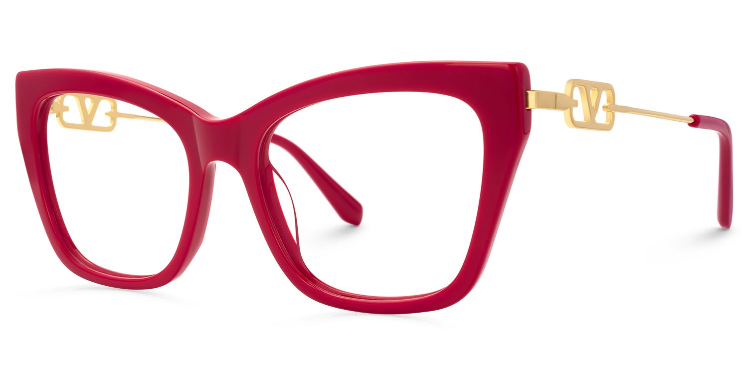 Madelina - Cat Eye Red Eyeglasses | Vooglam Front View