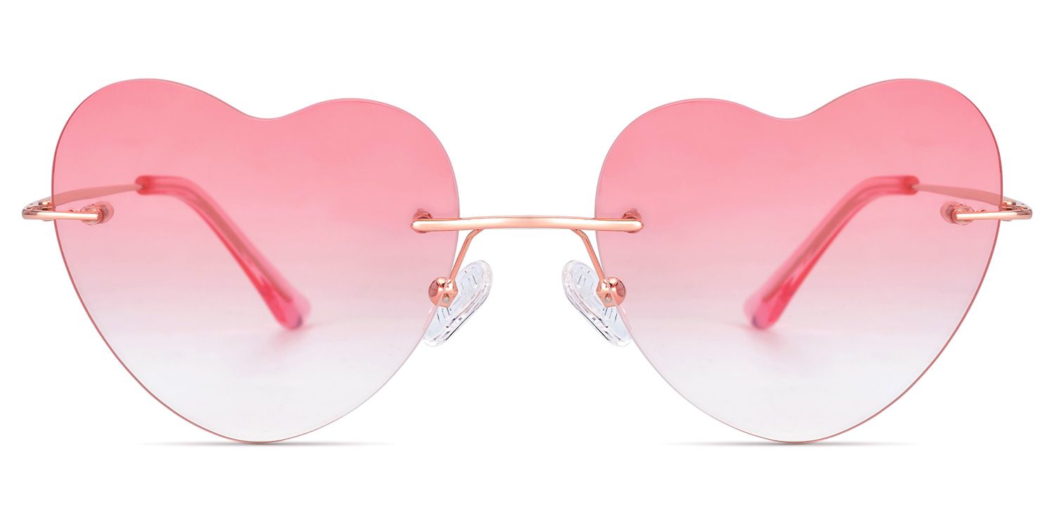 Lahoma - Heart Pink Sunglasses | Vooglam Angle View