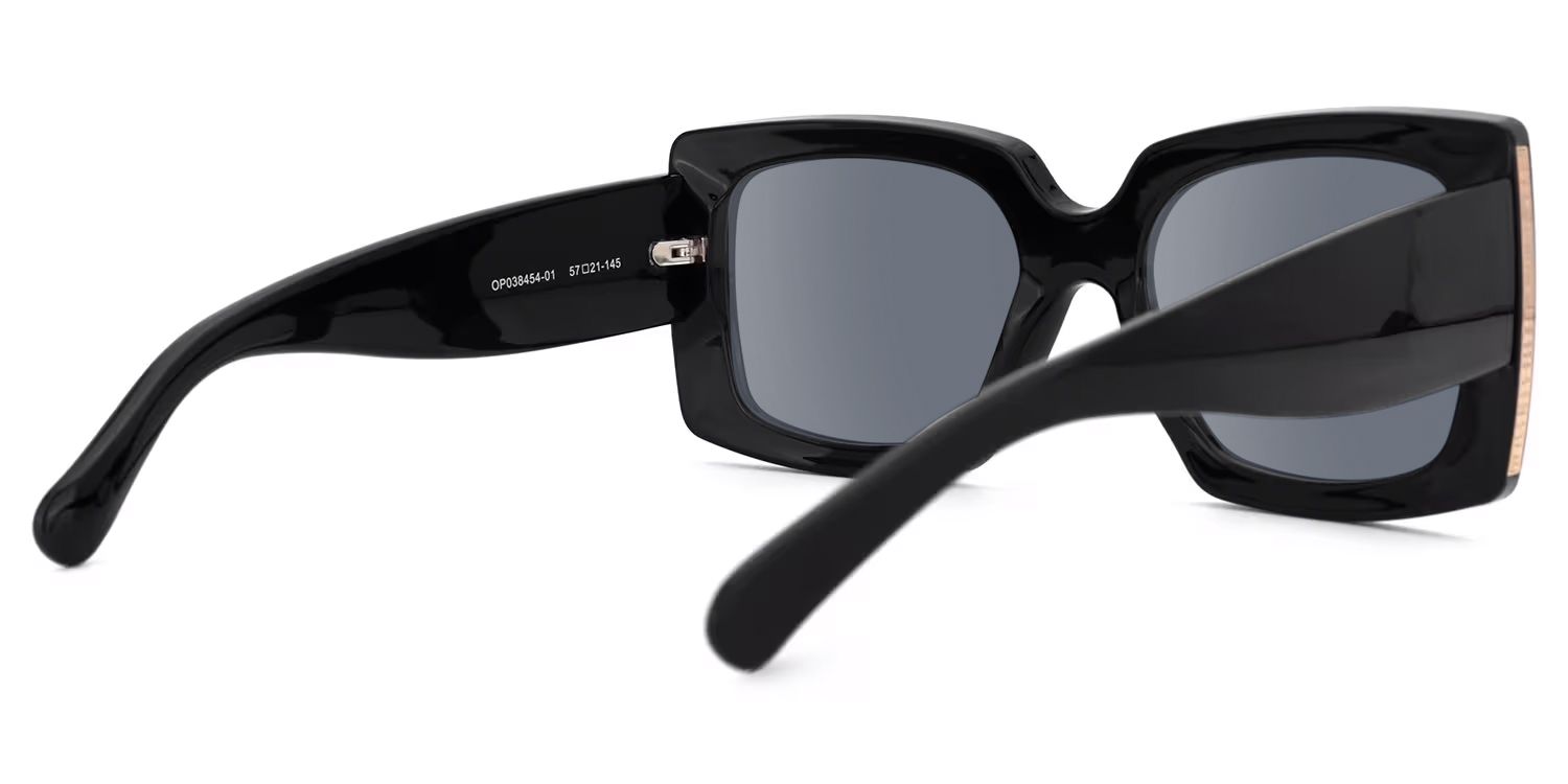 Borislav - Rectangle Black Sunglasses by Vooglam - Side View