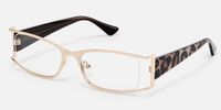 Elle - Rectangle Gold Eyeglasses | Vooglam Front View