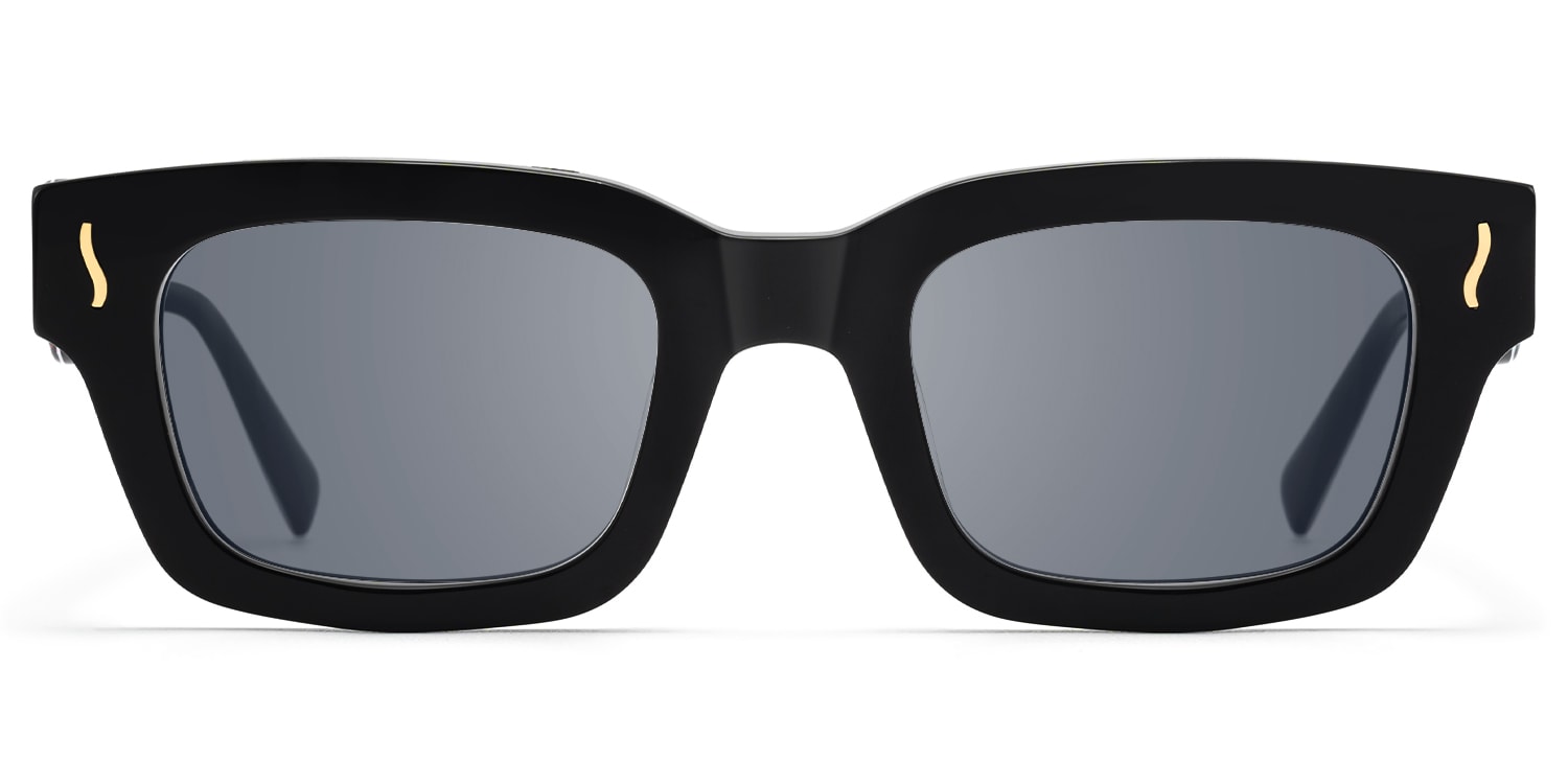 Wave - Rectangle Black Sunglasses - 1