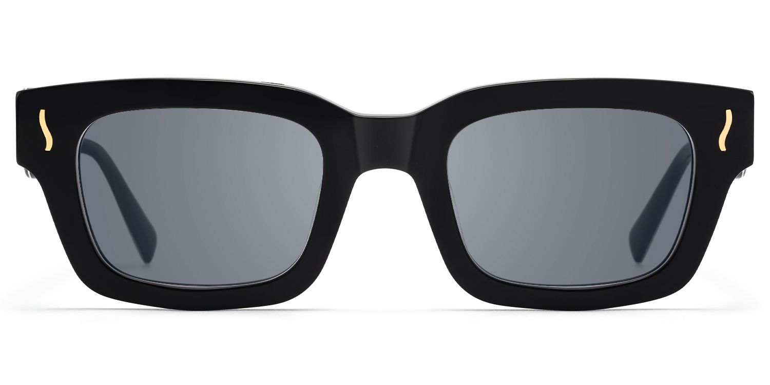 Wave - Rectangle Black Sunglasses product detail 2