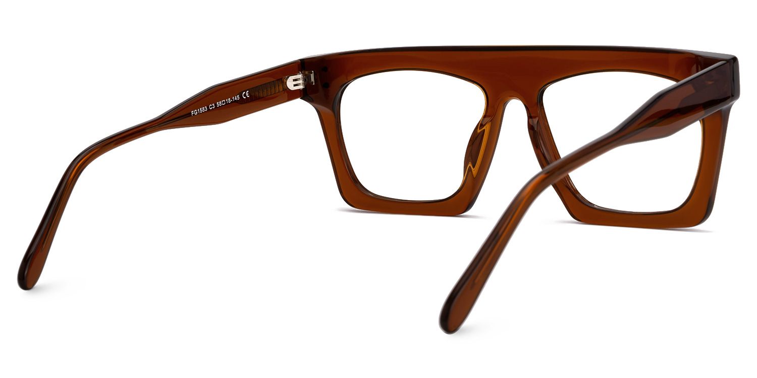 Fausta - Aviator Brown Eyeglasses by Vooglam - Side View