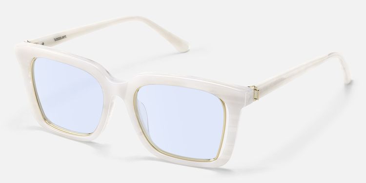 Chaparral - Blue Lens Rectangle White Sunglasses | Vooglam