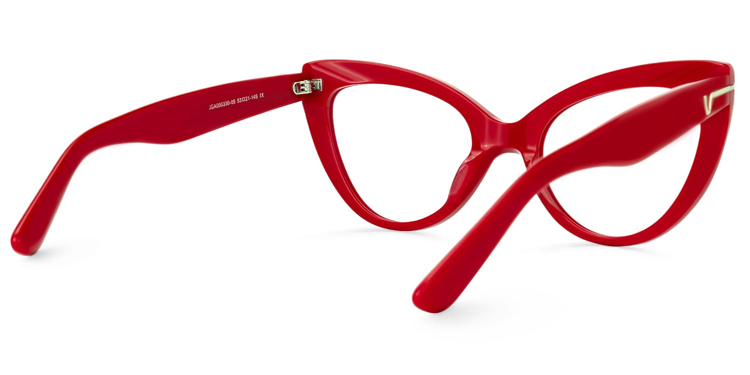 Veromca - Cat Eye Red Eyeglasses by Vooglam - Side View